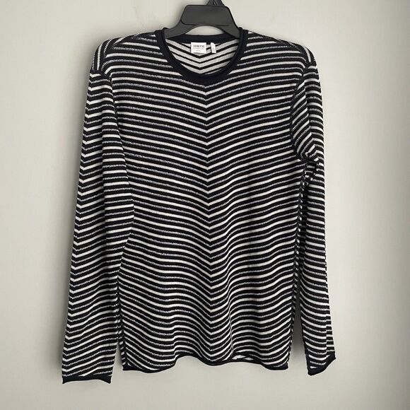 Armani Collezioni Tops - Armani Collezioni Italy Striped Navy White Top Women's L Long Sleeve Pullover